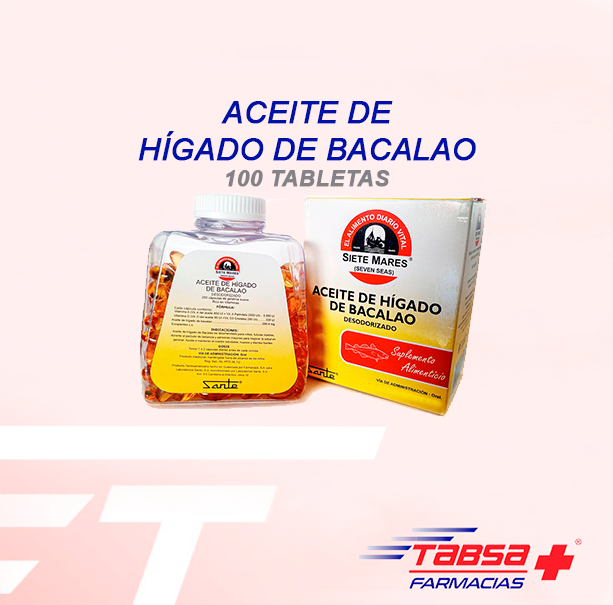 Tabsa Express: ACEITES: ACEITE DE HÍGADO DE BACALAO 100 TABLETAS